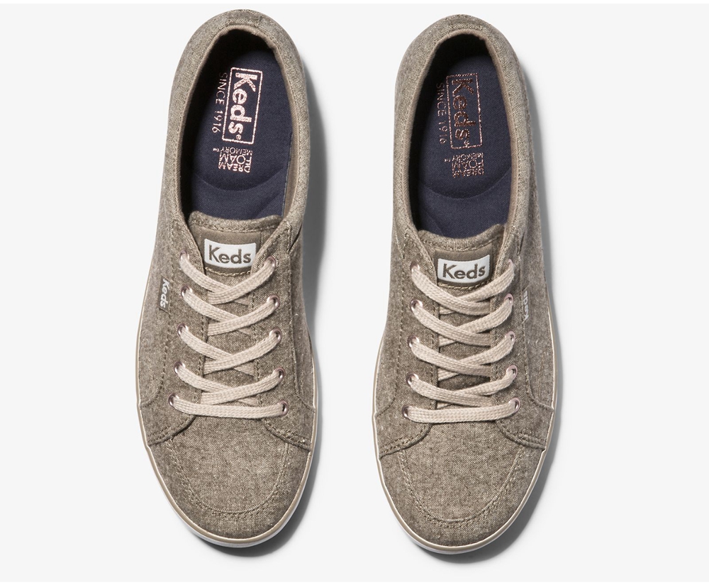 Womens Keds Sneakers - Center Brushed Denim - Grey - 9085-XERFV